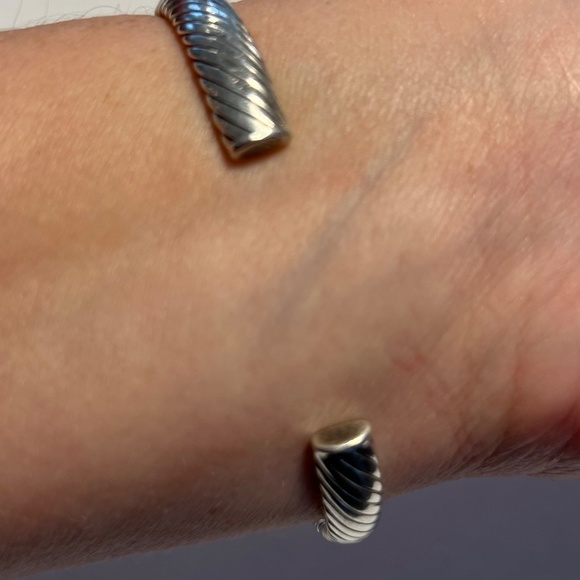 Funky Sterling and Red Stone Cuff Bracelet - Picture 5 of 6